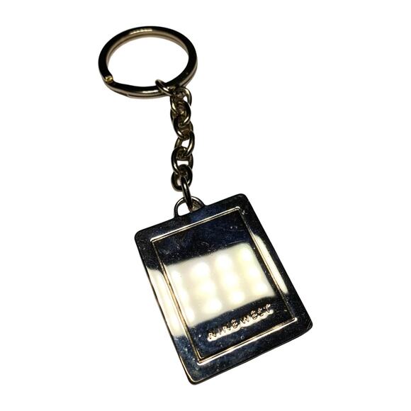 NINE WEST Vintage Heavy Weight Silver Square Keychain Key Ring Fob - Picture 4 of 5